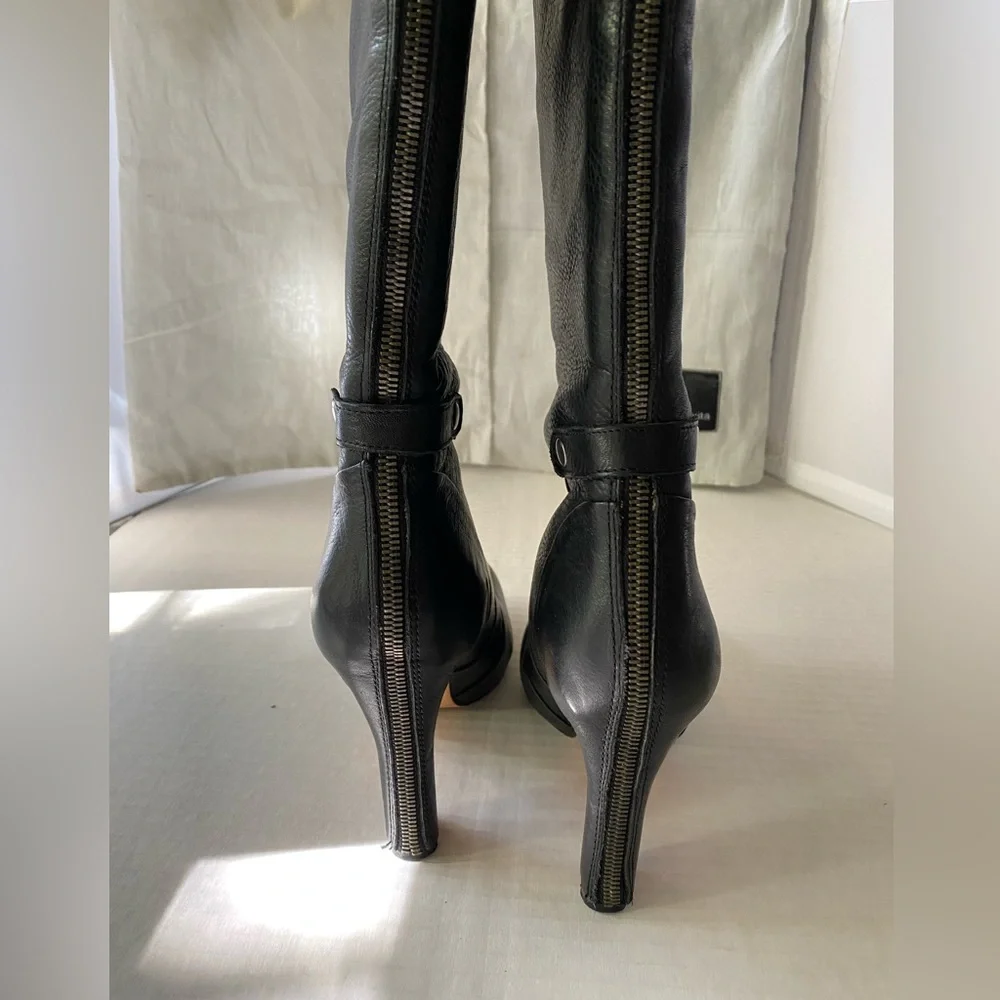 Dolce Vita black calfskin leather platform boots with back zip size 8 1/2 - Picture 11 of 16